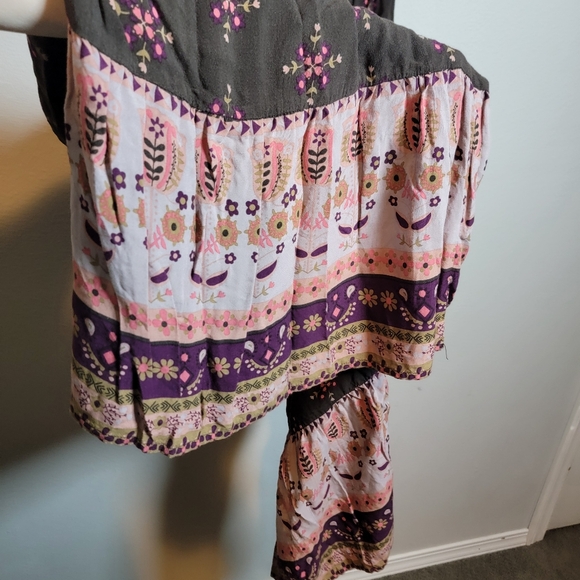 ​Natural Life Jamie Jumpsuit XS Brown Pink Floral Wide Leg Boho Ruffle Coastal - Picture 4 of 8